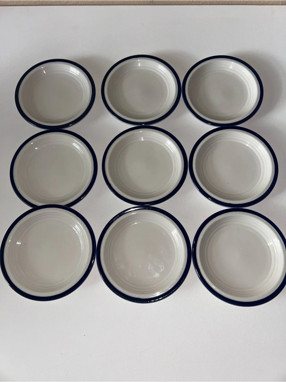 Set of 8 Vintage Sterling China Bread & Butter Plates Wellsville Ohio Blue Rim